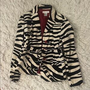 Newport News Black and Cream Zebra Print Blazer vintage early 90’s